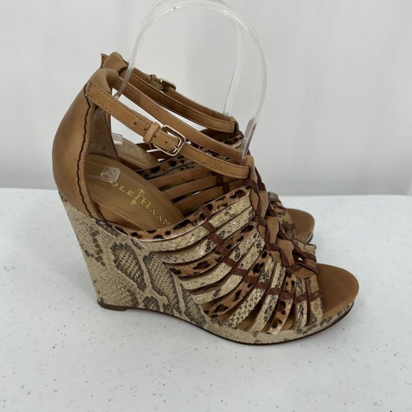 Cole Haan Women's Wedge High Heels Size 6.5B Leopard Snake Print 4" Heels - Picture 5 of 14